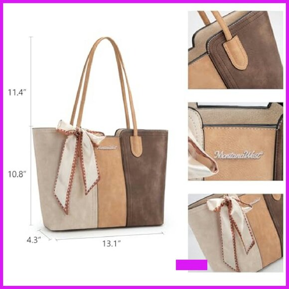 Vegan Leather Tote Bag Elegant Minimal Chic Top Handle Satchel Purse - Picture 5 of 8